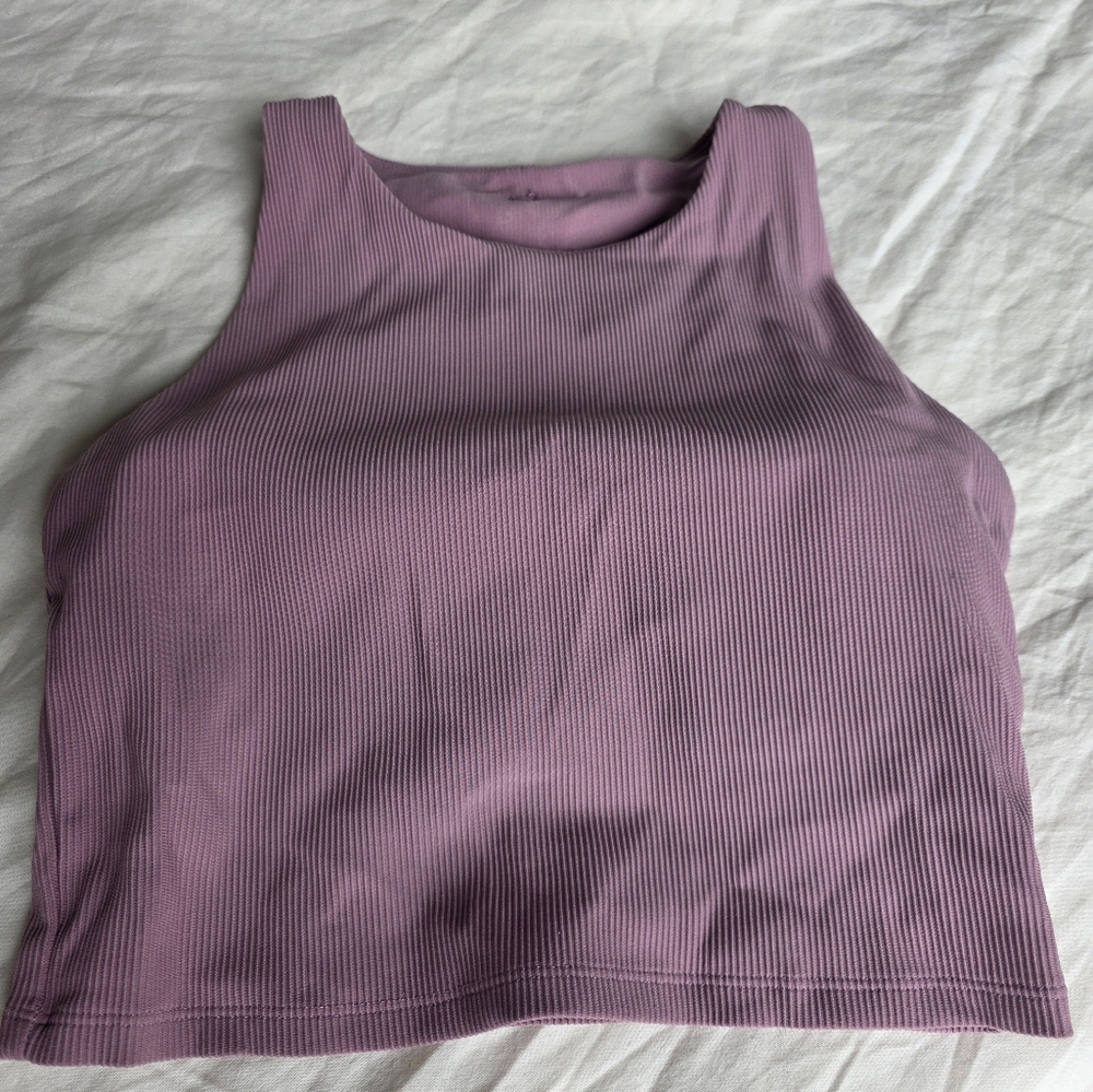 Ribbed High Neck Crop Top